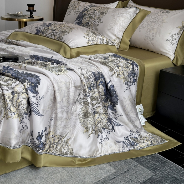 91家纺网 家纺一手货源 找家纺 娇逸家居 2026新款60s天丝数码印花夏被夏凉被空调被四件套 柏蔻