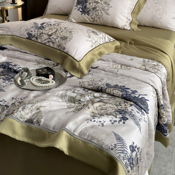 91家纺网 家纺一手货源 找家纺 娇逸家居 2026新款60s天丝数码印花夏被夏凉被空调被四件套 柏蔻