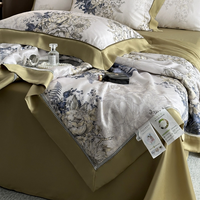 91家纺网 家纺一手货源 找家纺 娇逸家居 2026新款60s天丝数码印花夏被夏凉被空调被四件套 柏蔻