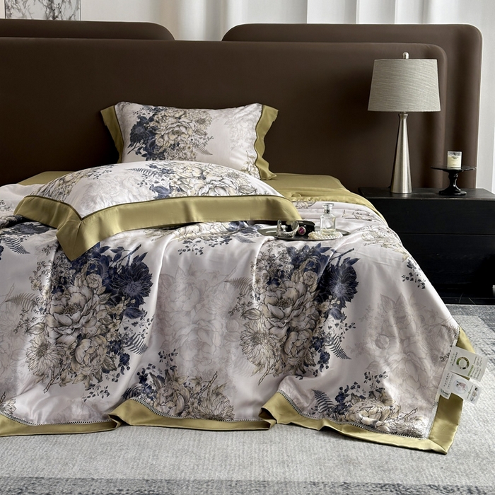 91家纺网 家纺一手货源 找家纺 娇逸家居 2026新款60s天丝数码印花夏被夏凉被空调被四件套 柏蔻