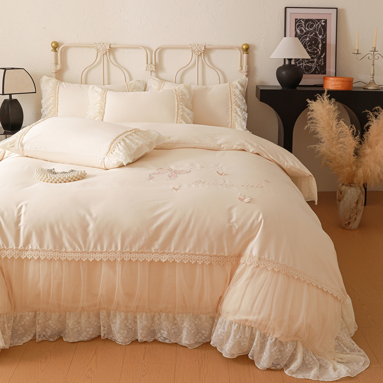 91家纺网 家纺一手货源 找家纺 （总）迪欧芙 2026新款长绒棉全棉纯棉刺绣床单款四件套-巴黎甜梦