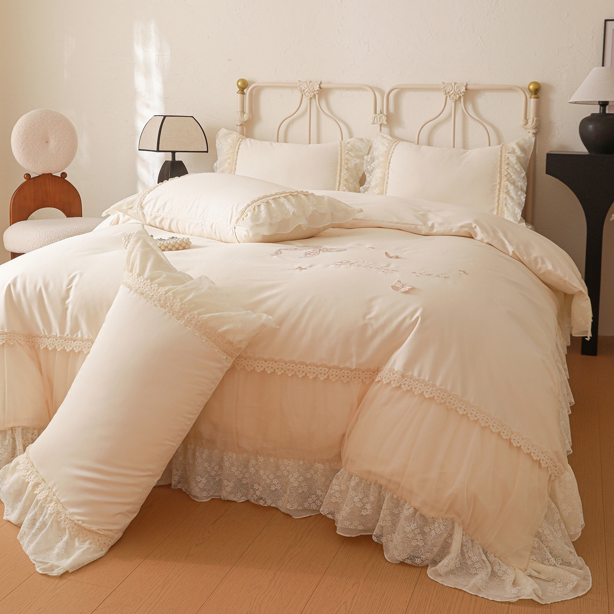 91家纺网 家纺一手货源 找家纺 （总）迪欧芙 2026新款长绒棉全棉纯棉刺绣床单款四件套-巴黎甜梦