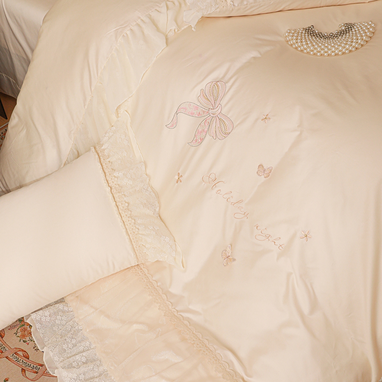 91家纺网 家纺一手货源 找家纺 （总）迪欧芙 2026新款长绒棉全棉纯棉刺绣床单款四件套-巴黎甜梦