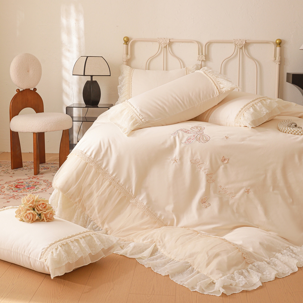 91家纺网 家纺一手货源 找家纺 （总）迪欧芙 2026新款长绒棉全棉纯棉刺绣床单款四件套-巴黎甜梦