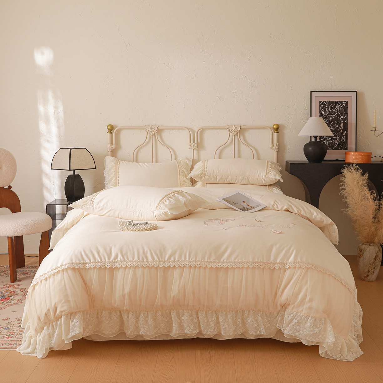 91家纺网 家纺一手货源 找家纺 迪欧芙 2026新款长绒棉全棉纯棉刺绣床单款四件套-巴黎甜梦 巴黎甜梦-奶油黄