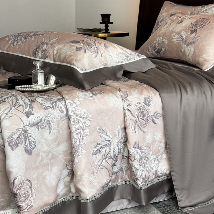 91家纺网 家纺一手货源 找家纺 娇逸家居 2026新款60s天丝数码印花夏被夏凉被空调被四件套 观澜-粉