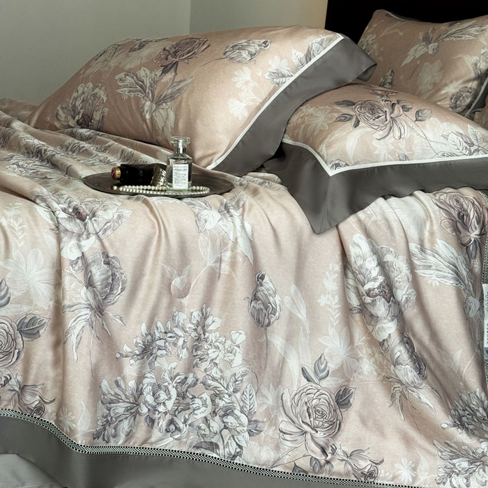 91家纺网 家纺一手货源 找家纺 娇逸家居 2026新款60s天丝数码印花夏被夏凉被空调被四件套 观澜-粉