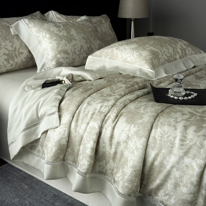 91家纺网 家纺一手货源 找家纺 娇逸家居 2026新款60s天丝数码印花夏被夏凉被空调被四件套 林兮