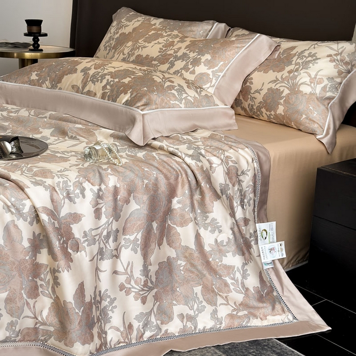 91家纺网 家纺一手货源 找家纺 娇逸家居 2026新款60s天丝数码印花夏被夏凉被空调被四件套 龄茵