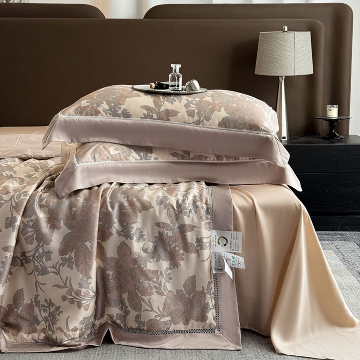 91家纺网 家纺一手货源 找家纺 娇逸家居 2026新款60s天丝数码印花夏被夏凉被空调被四件套 龄茵