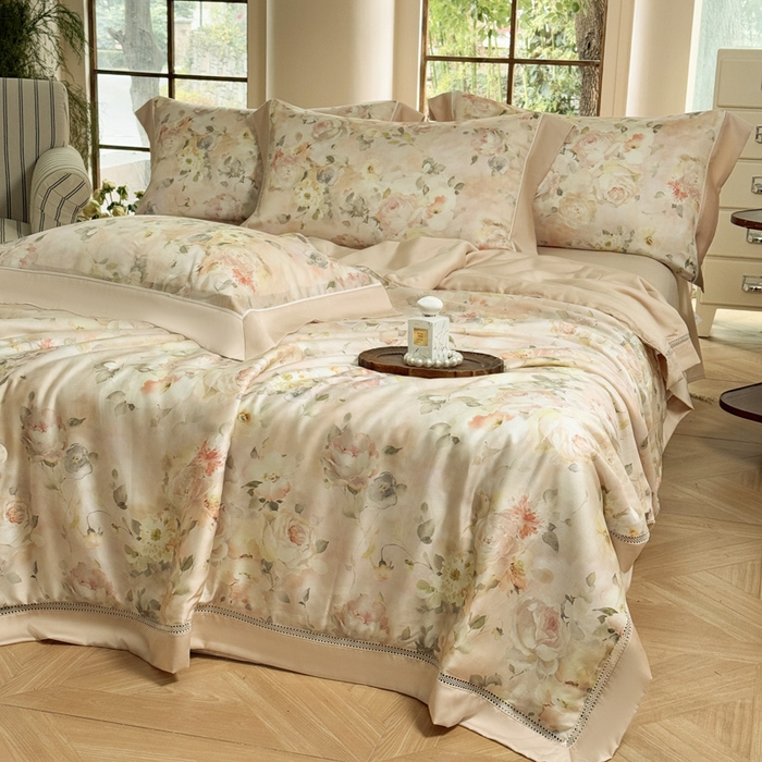 91家纺网 家纺一手货源 找家纺 娇逸家居 2026新款60s天丝数码印花夏被夏凉被空调被四件套 洛神