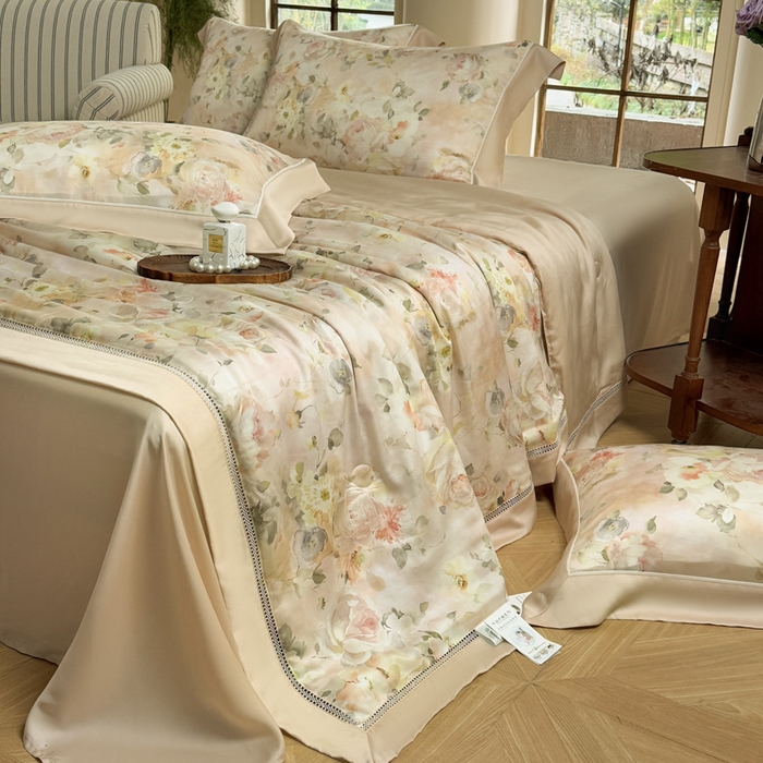 91家纺网 家纺一手货源 找家纺 娇逸家居 2026新款60s天丝数码印花夏被夏凉被空调被四件套 洛神