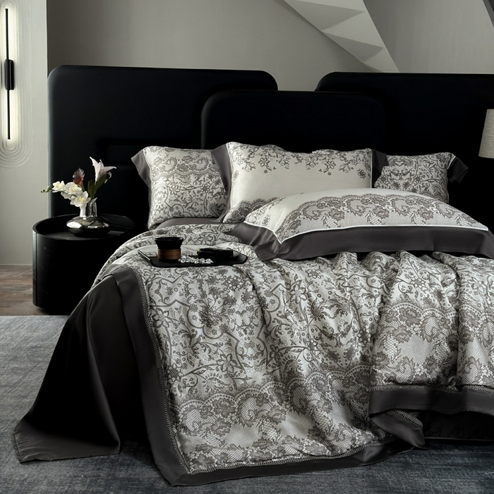 91家纺网 家纺一手货源 找家纺 娇逸家居 2026新款60s天丝数码印花夏被夏凉被空调被四件套 迷颖-咖