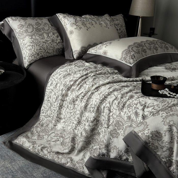 91家纺网 家纺一手货源 找家纺 娇逸家居 2026新款60s天丝数码印花夏被夏凉被空调被四件套 迷颖-咖