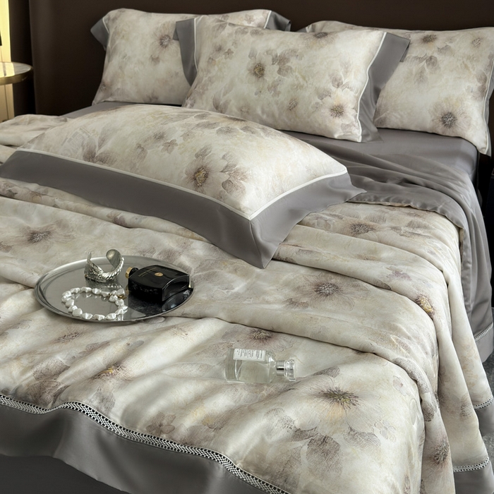 91家纺网 家纺一手货源 找家纺 娇逸家居 2026新款60s天丝数码印花夏被夏凉被空调被四件套 沐初