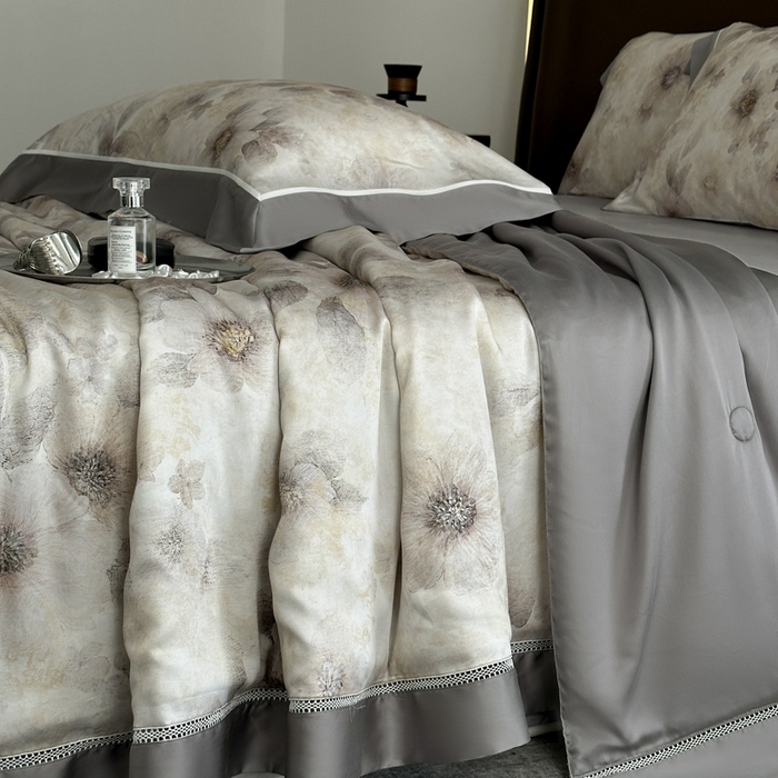 91家纺网 家纺一手货源 找家纺 娇逸家居 2026新款60s天丝数码印花夏被夏凉被空调被四件套 沐初