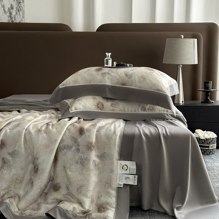 91家纺网 家纺一手货源 找家纺 娇逸家居 2026新款60s天丝数码印花夏被夏凉被空调被四件套 沐初