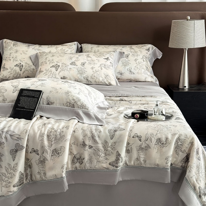 91家纺网 家纺一手货源 找家纺 娇逸家居 2026新款60s天丝数码印花夏被夏凉被空调被四件套 琦蝶