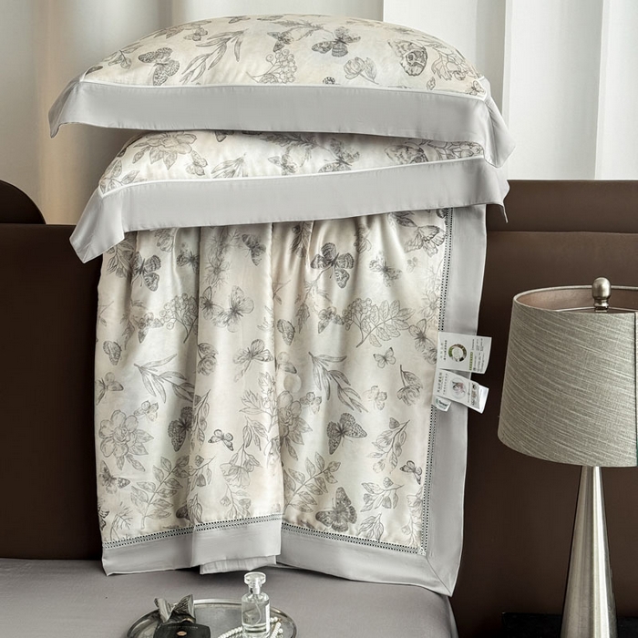 91家纺网 家纺一手货源 找家纺 娇逸家居 2026新款60s天丝数码印花夏被夏凉被空调被四件套 琦蝶