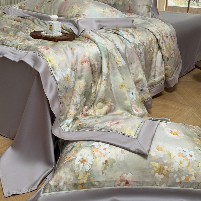 91家纺网 家纺一手货源 找家纺 娇逸家居 2026新款60s天丝数码印花夏被夏凉被空调被四件套 如飒