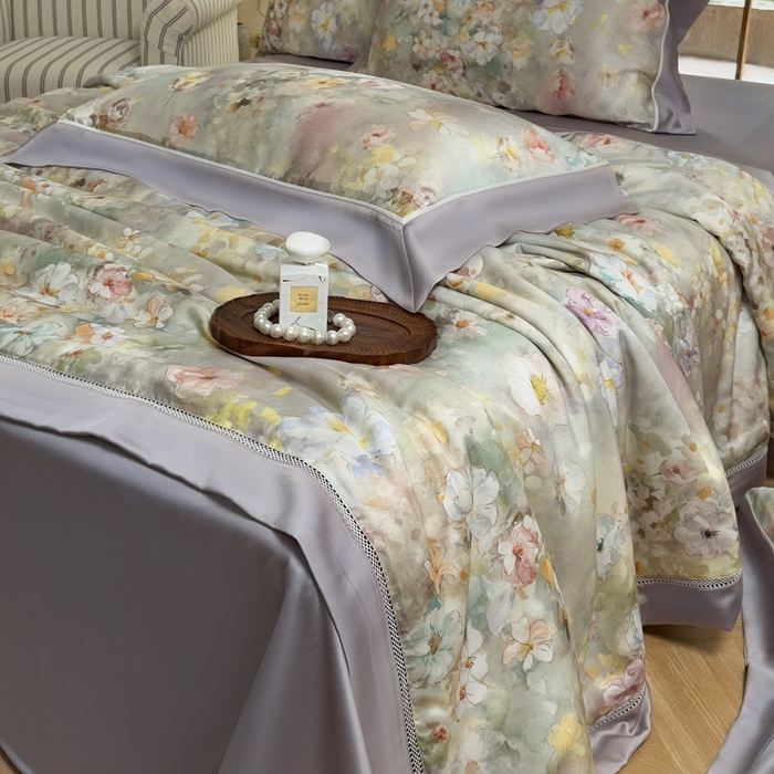 91家纺网 家纺一手货源 找家纺 娇逸家居 2026新款60s天丝数码印花夏被夏凉被空调被四件套 如飒