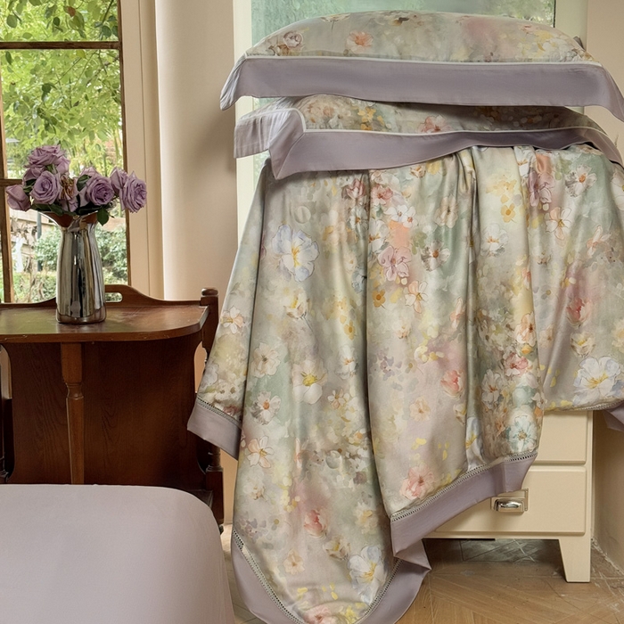 91家纺网 家纺一手货源 找家纺 娇逸家居 2026新款60s天丝数码印花夏被夏凉被空调被四件套 如飒