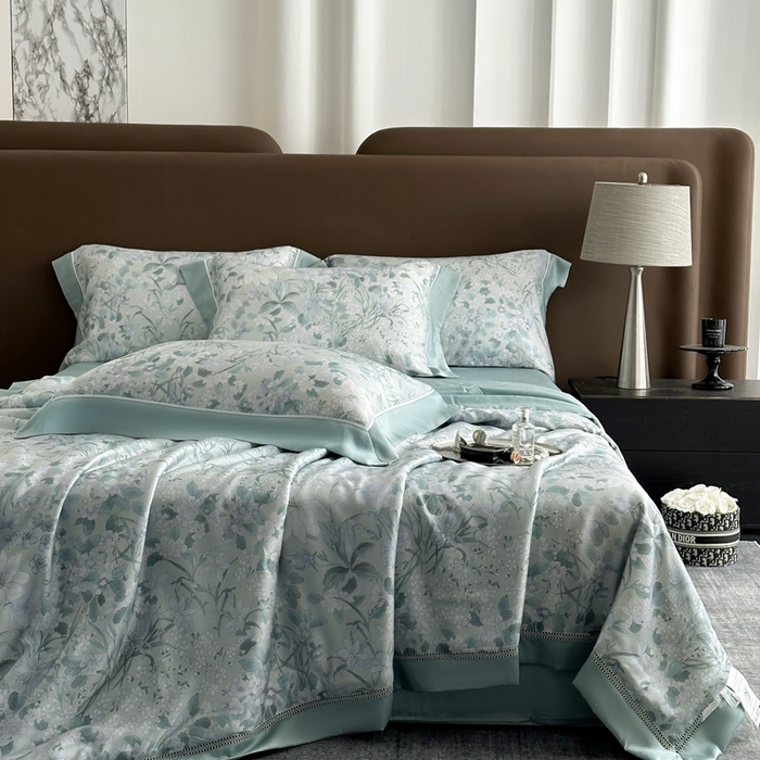 91家纺网 家纺一手货源 找家纺 娇逸家居 2026新款60s天丝数码印花夏被夏凉被空调被四件套 拾慕