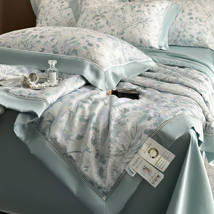 91家纺网 家纺一手货源 找家纺 娇逸家居 2026新款60s天丝数码印花夏被夏凉被空调被四件套 拾慕