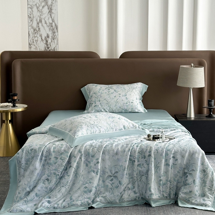 91家纺网 家纺一手货源 找家纺 娇逸家居 2026新款60s天丝数码印花夏被夏凉被空调被四件套 拾慕