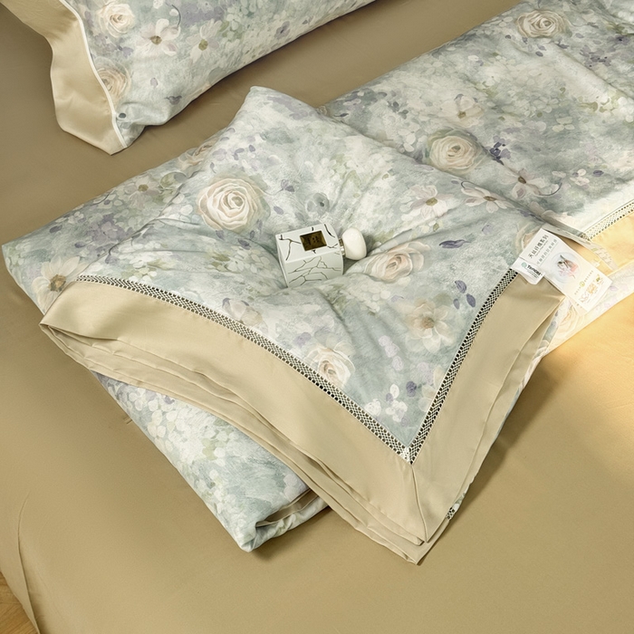 91家纺网 家纺一手货源 找家纺 娇逸家居 2026新款60s天丝数码印花夏被夏凉被空调被四件套 素瑾