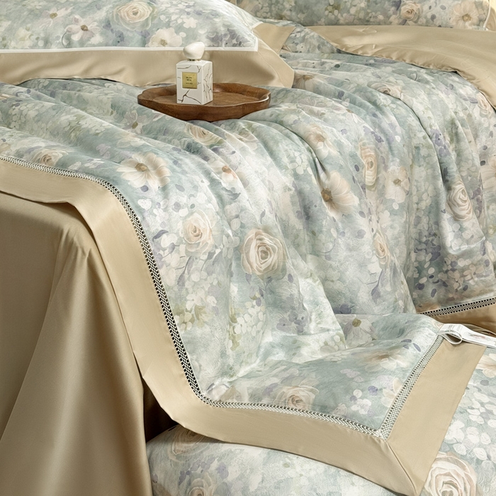 91家纺网 家纺一手货源 找家纺 娇逸家居 2026新款60s天丝数码印花夏被夏凉被空调被四件套 素瑾