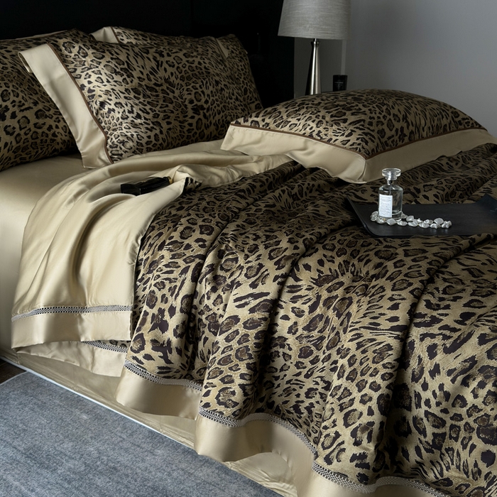 91家纺网 家纺一手货源 找家纺 娇逸家居 2026新款60s天丝数码印花夏被夏凉被空调被四件套 野趣-咖