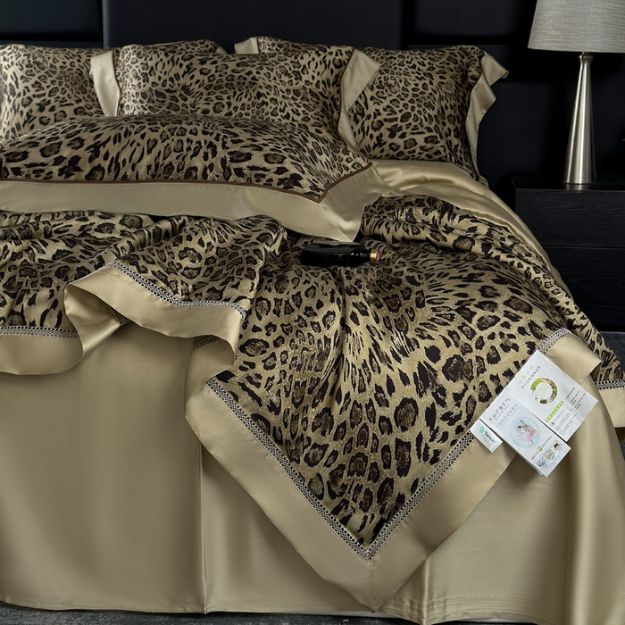 91家纺网 家纺一手货源 找家纺 娇逸家居 2026新款60s天丝数码印花夏被夏凉被空调被四件套 野趣-咖