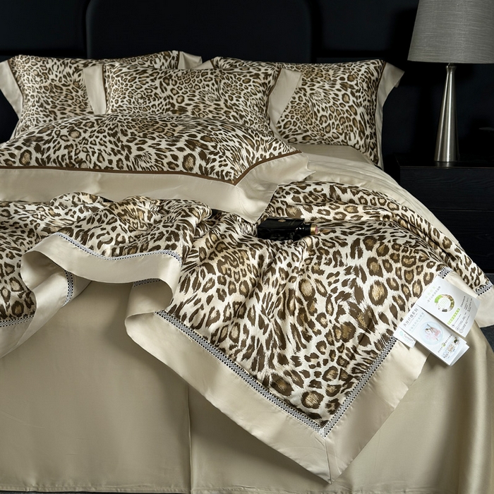 91家纺网 家纺一手货源 找家纺 娇逸家居 2026新款60s天丝数码印花夏被夏凉被空调被四件套 野趣-米