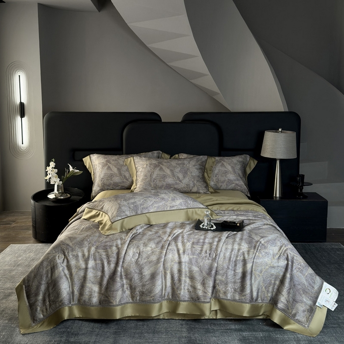 91家纺网 家纺一手货源 找家纺 娇逸家居 2026新款60s天丝数码印花夏被夏凉被空调被四件套 语叶