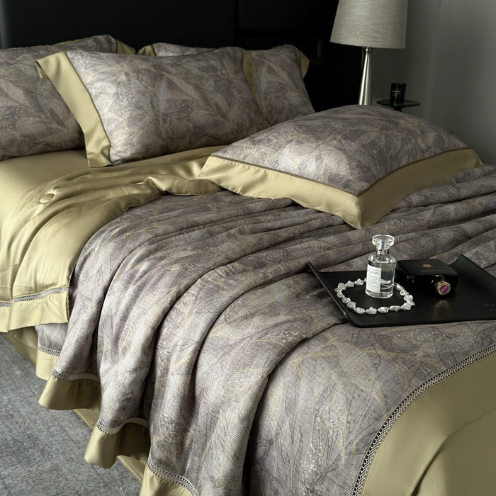 91家纺网 家纺一手货源 找家纺 娇逸家居 2026新款60s天丝数码印花夏被夏凉被空调被四件套 语叶