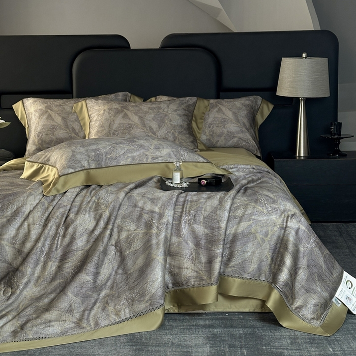 91家纺网 家纺一手货源 找家纺 娇逸家居 2026新款60s天丝数码印花夏被夏凉被空调被四件套 语叶