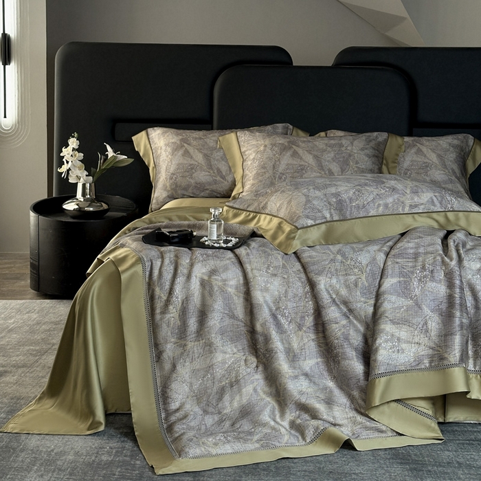 91家纺网 家纺一手货源 找家纺 娇逸家居 2026新款60s天丝数码印花夏被夏凉被空调被四件套 语叶