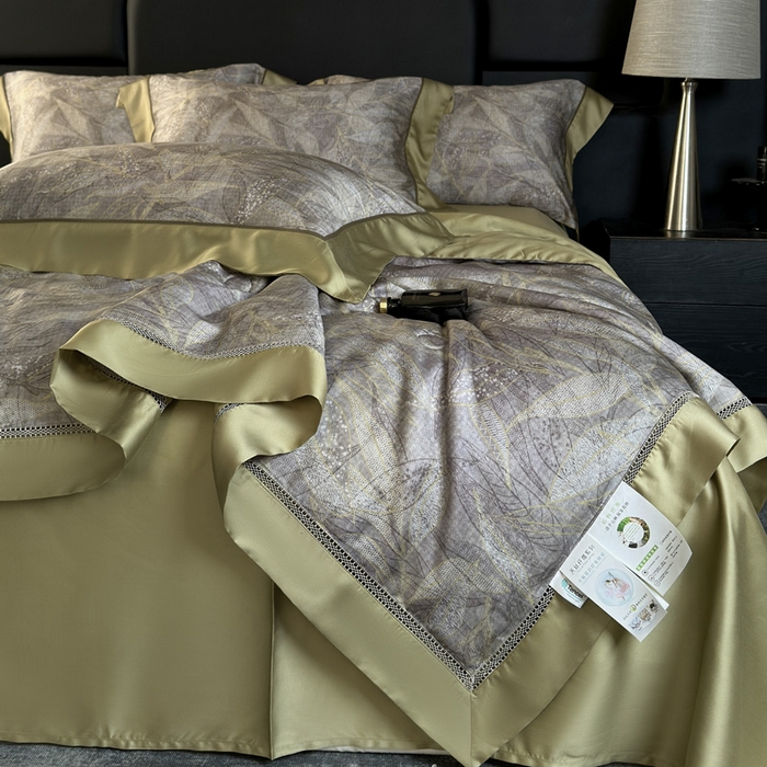 91家纺网 家纺一手货源 找家纺 娇逸家居 2026新款60s天丝数码印花夏被夏凉被空调被四件套 语叶