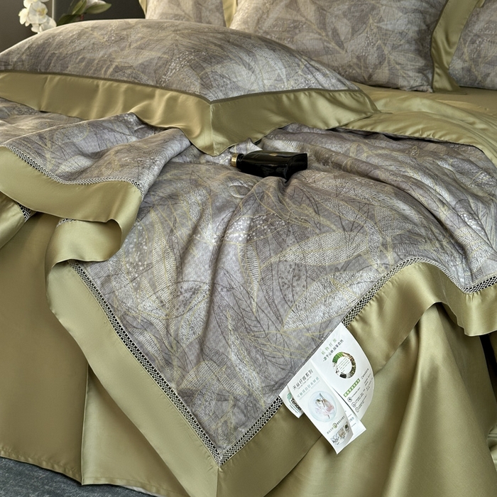 91家纺网 家纺一手货源 找家纺 娇逸家居 2026新款60s天丝数码印花夏被夏凉被空调被四件套 语叶