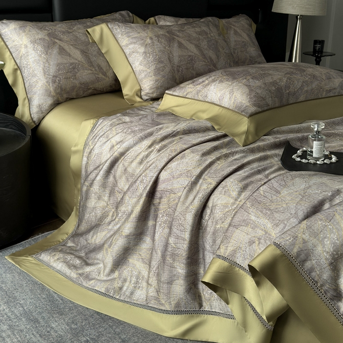 91家纺网 家纺一手货源 找家纺 娇逸家居 2026新款60s天丝数码印花夏被夏凉被空调被四件套 语叶