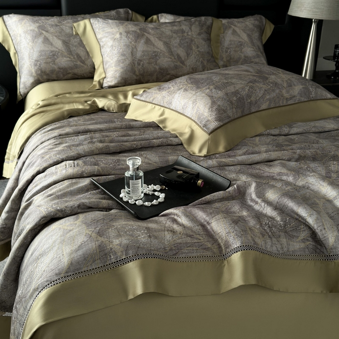 91家纺网 家纺一手货源 找家纺 娇逸家居 2026新款60s天丝数码印花夏被夏凉被空调被四件套 语叶