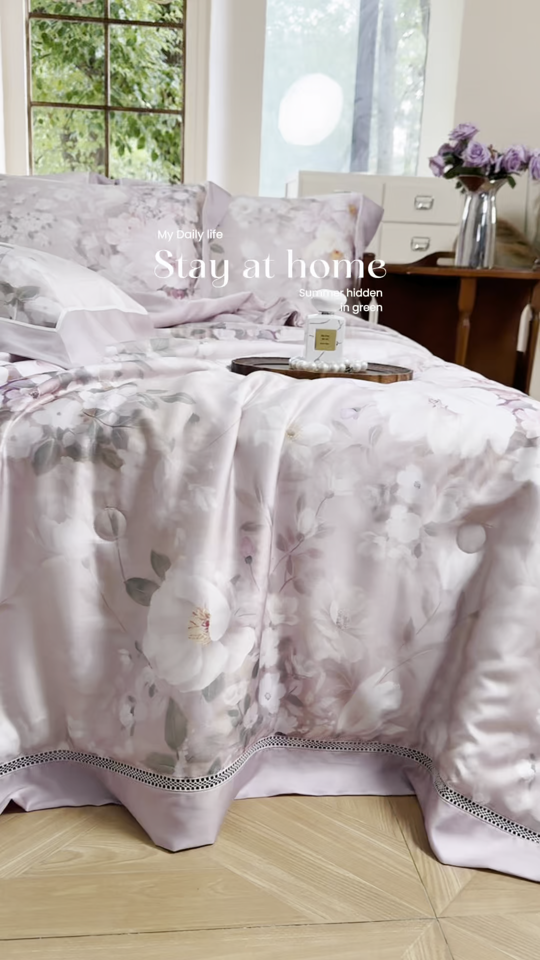 91家纺网 家纺一手货源 找家纺 娇逸家居 2026新款60s天丝数码印花夏被夏凉被空调被四件套 悦澜