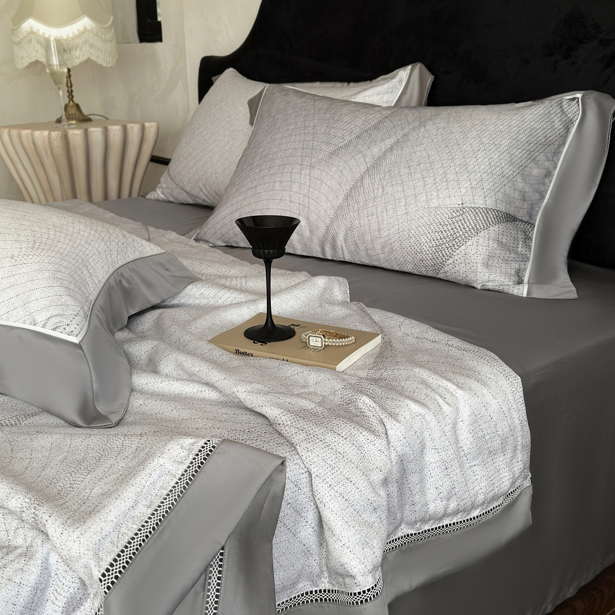 91家纺网 家纺一手货源 找家纺 娇逸家居 2026新款60s天丝数码印花夏被夏凉被空调被四件套 幻影