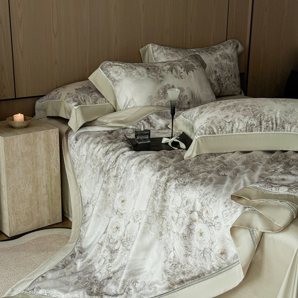 91家纺网 家纺一手货源 找家纺 娇逸家居 2026新款60s天丝数码印花夏被夏凉被空调被四件套 镜里