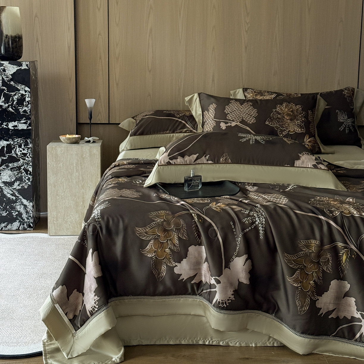 91家纺网 家纺一手货源 找家纺 娇逸家居 2026新款60s天丝数码印花夏被夏凉被空调被四件套 霓落