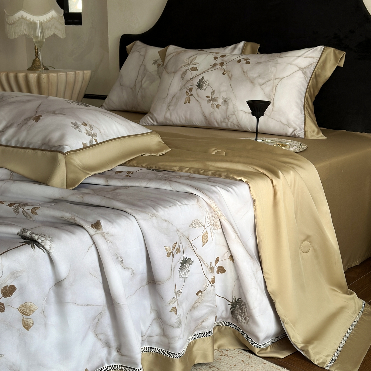 91家纺网 家纺一手货源 找家纺 娇逸家居 2026新款60s天丝数码印花夏被夏凉被空调被四件套 诺什