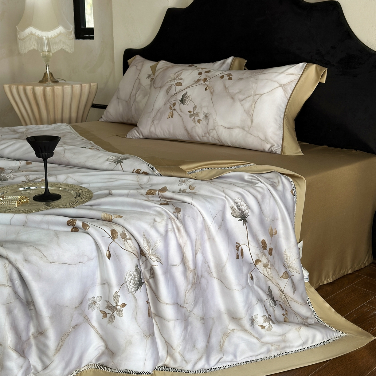 91家纺网 家纺一手货源 找家纺 娇逸家居 2026新款60s天丝数码印花夏被夏凉被空调被四件套 诺什