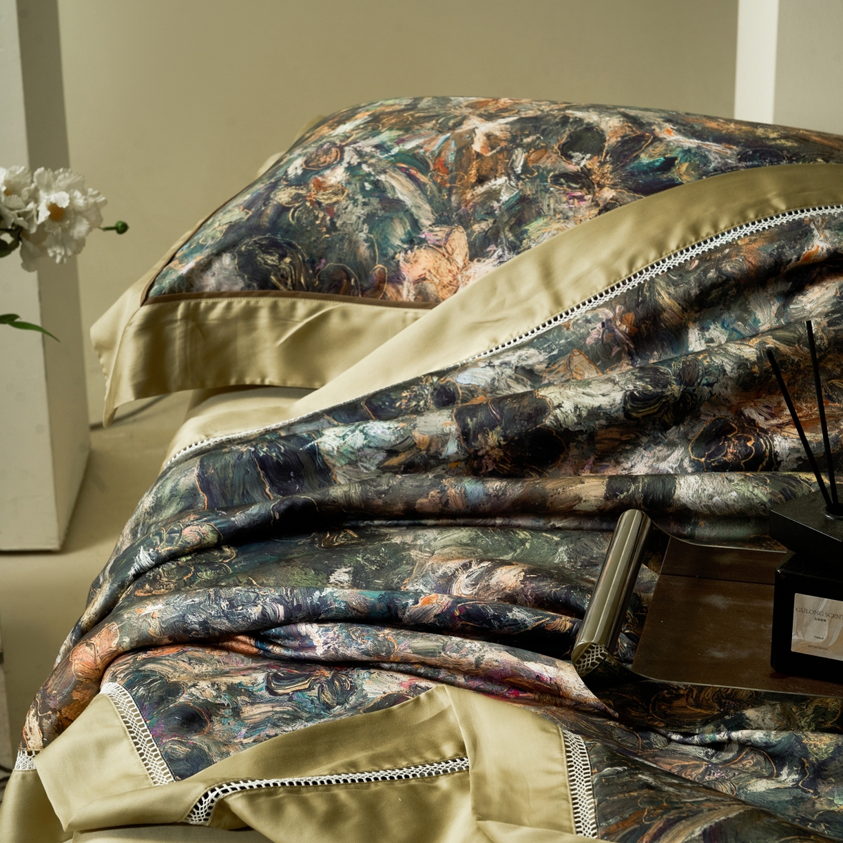 91家纺网 家纺一手货源 找家纺 娇逸家居 2026新款60s天丝数码印花夏被夏凉被空调被四件套 绮丽