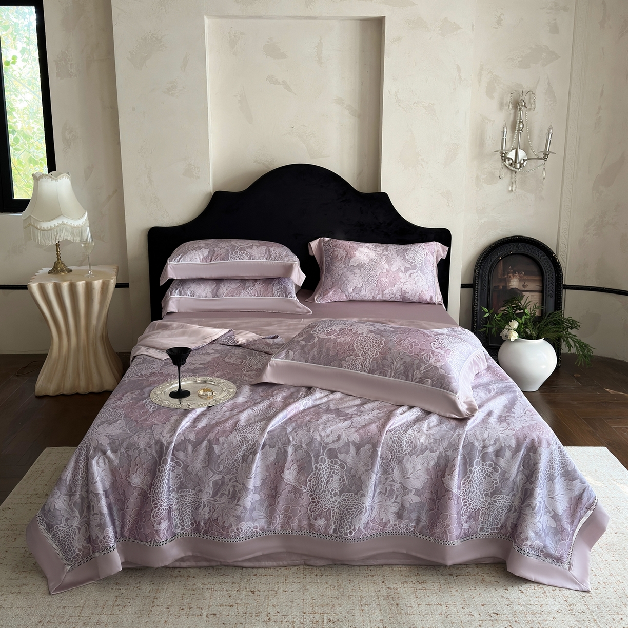 91家纺网 家纺一手货源 找家纺 娇逸家居 2026新款60s天丝数码印花夏被夏凉被空调被四件套 琼枝